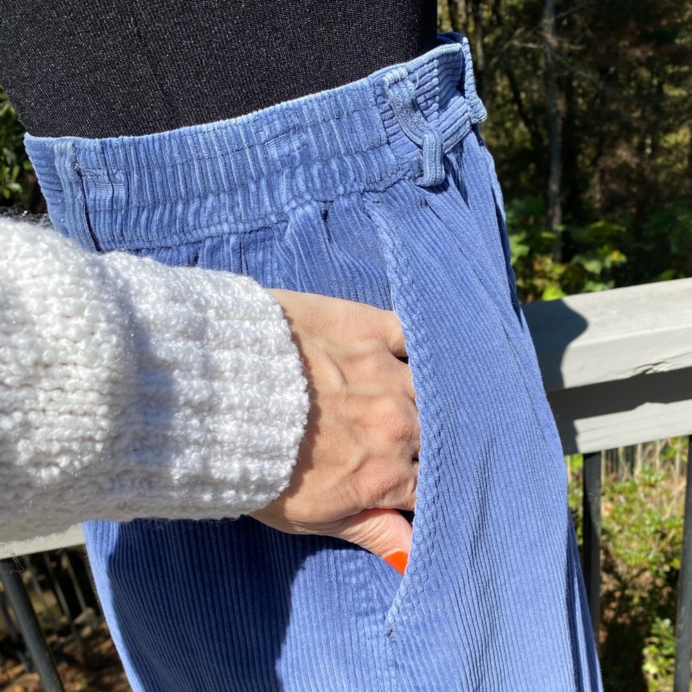 Vintage 90s Corduroy Highwaisted Blue L.L. Bean MIDI Skirt - Picture 9 of 14